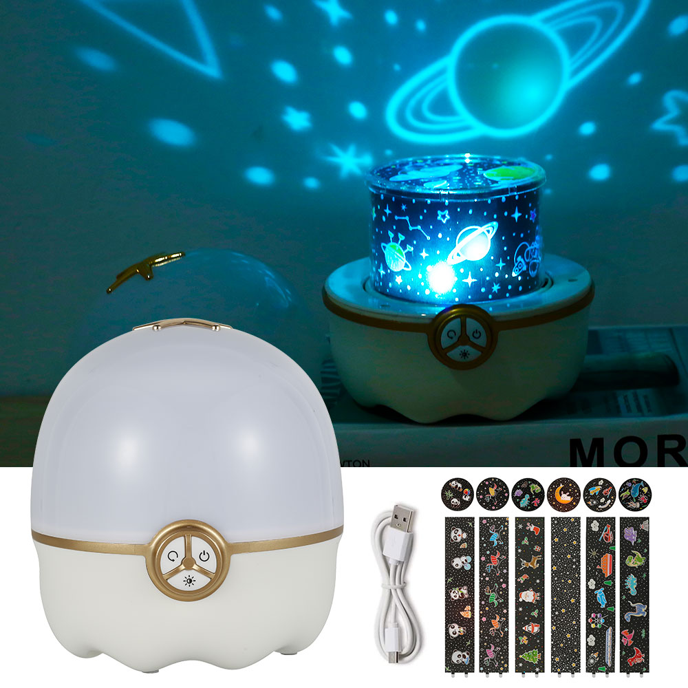 New Baby Night Light Projector, Star Projector LED Projector Light Rechargeable Bedside Lamp 360° Rotation Mood Light for